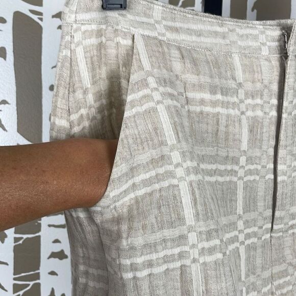 Honey Belle Linen High Waist Fringe Hem Window Pane Plaid Shorts S - Picture 3 of 9